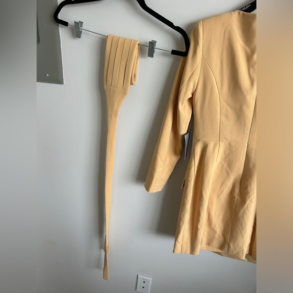 Lavish Alice Obi Butter Yellow Belted Blazer Dress with Long Sleeves - Picture 8 of 9